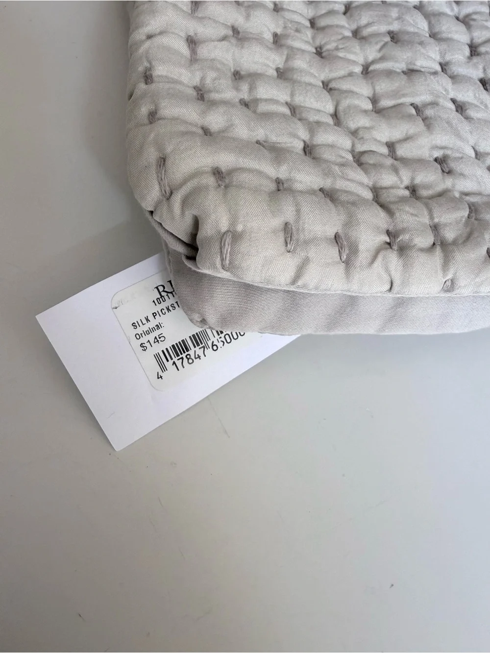 RH Silk Pick Stitch Shams Pair - Mist Grey NWT